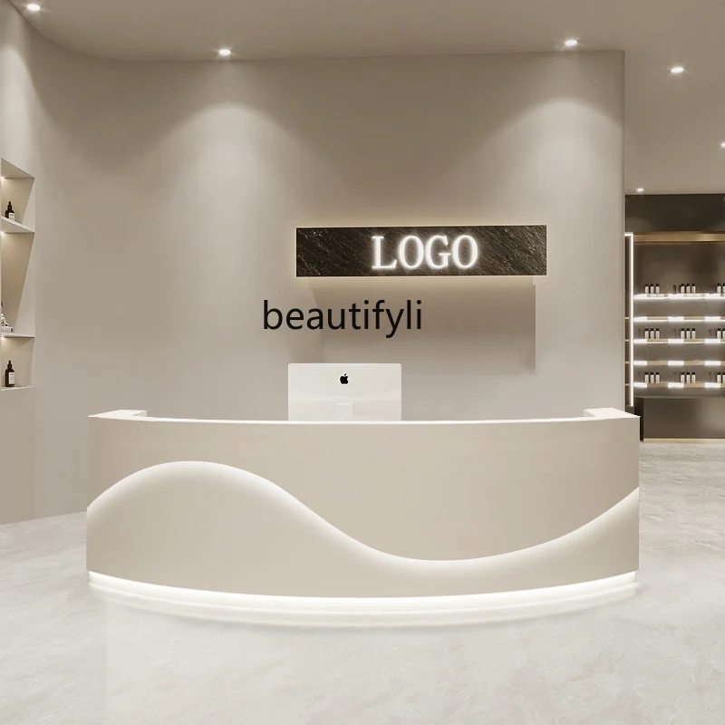 Modern Minimalist Company Front Desk Curved Beauty Salon Bar Clothing Store Paint Cashier