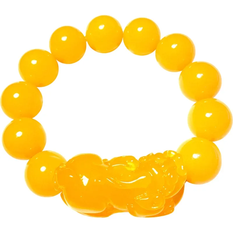 Beeswax Chicken Oil Yellow Oyster Hand String Men Bracelets Round Bead Bracelet Lovers Atmospheric National Style Charm Bracelet