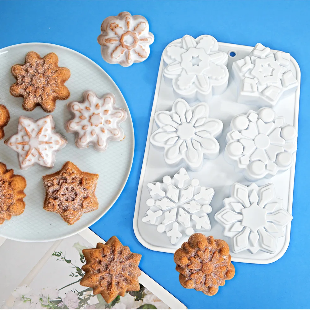 1PC 3D Chrisrmas Snowflake Design Mousse Mould DIY Dessert Chocolate Silicone Mold Cake Decorating Tools Kitchen Bakeware