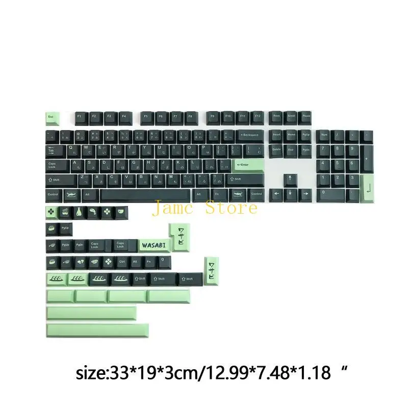 LX0B Green Wasabi Mustard Keycaps PBT Sublimation لوحة المفاتيح الميكانيكية الأصلية مجموعة كاملة من السوشي 142 مفاتيح المفاتيح