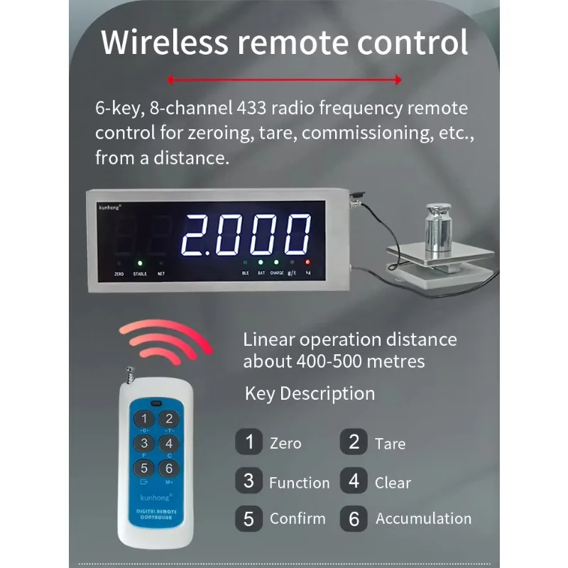 

KH-2199-F3 Weighing Indicator Splash-proof Large Scale Display Remote Control Stainless Steel