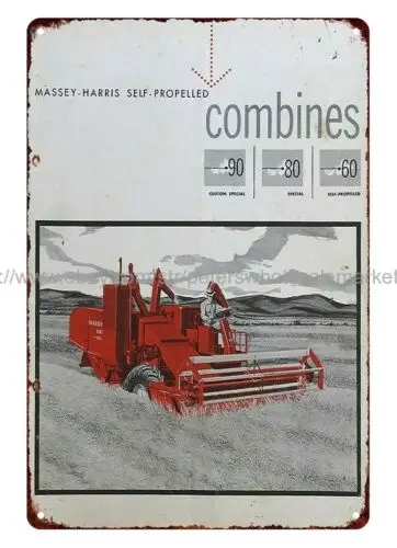 metal wall art 1955 MASSEY-HARRIS MH SELF-PROPELLED COMBINE metal tin sign