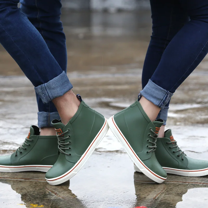 Rainshoes Non-slip Water Shoes Women Fishing Short Rainboots Rubber Men Garden Boots Men Couple Shoes New Fashion Sneakers