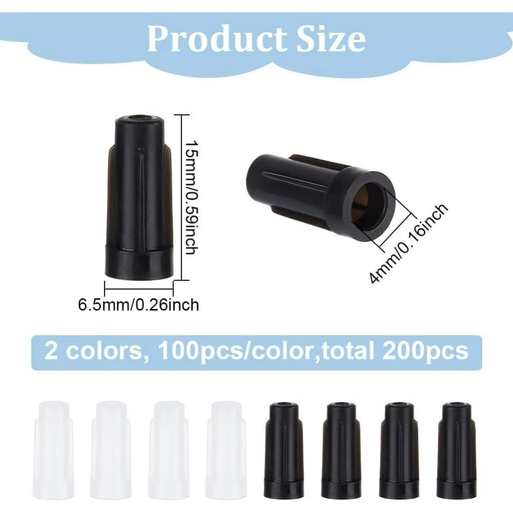 200 Pcs 2 Colors Plastic Luer Lock Tip Caps, Dispensing Needle Tip Cap for Standard Luer and Dispensing Barrels, Hole: 4mm