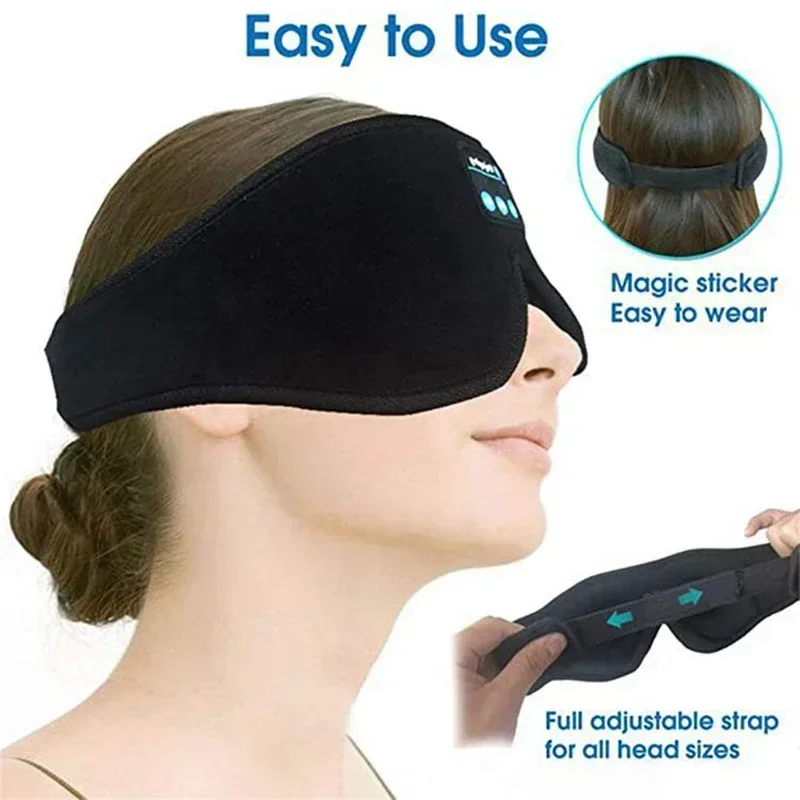 Wireless Music Headset Eye 3D Eye Mask HeadSet Headband Soft Sleepers Sleeping Mask Elastic Comfortable Mask With Mic For Side