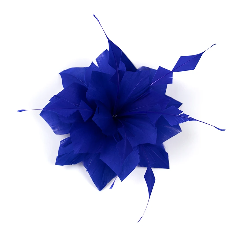 

Головной убор, булавка, перья, цветы, новая брошь, модная нагрудная шпилька, свадебные заколки, аксессуары для волос, шлейф, королевский синий цвет, 1 шт.