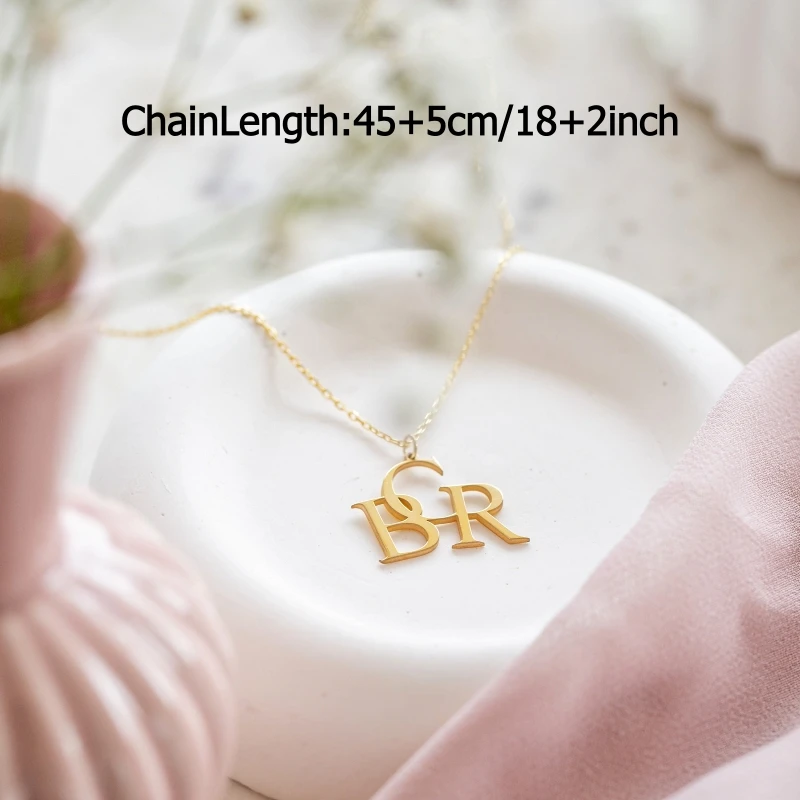 Custom Intertwined Initial Necklace for Women, Vintage Style