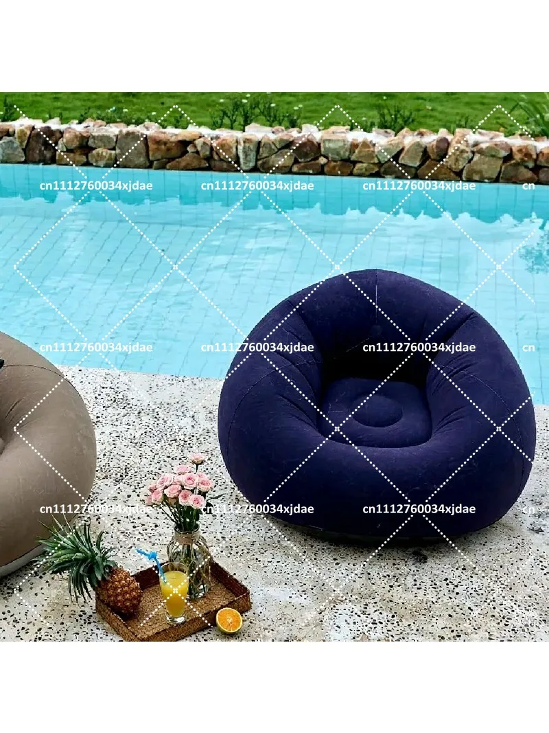 Foldable Flocking Inflatable Sofa Single PVC Ball Shaped Lounge Chair for Outdoor Leisure