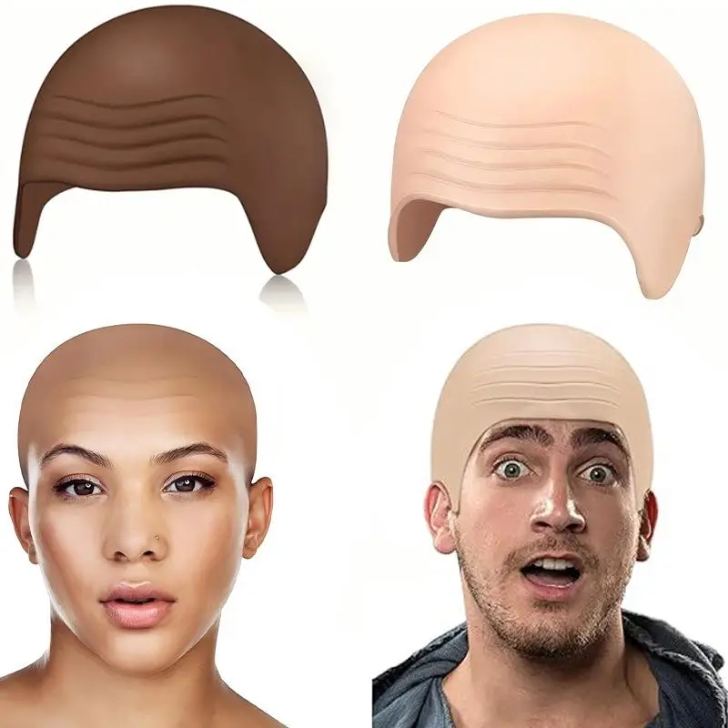 Latex Bald Caps Fashionable Latex Makeup Bald Cosplay Hat Accessories Simulation Design Thick Material Halloween Skull Wig Cap