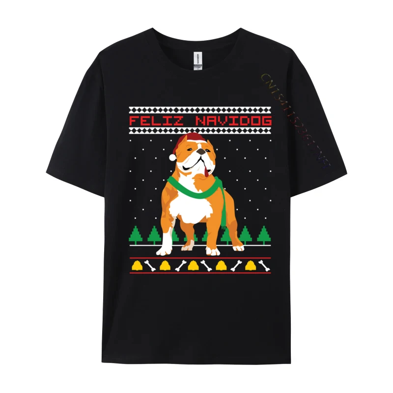 

Feliz Navidog Pitbull Santa Claus Dog Pittie Christmas Dogs T-Shirts Black Design T Shirt Cotton Men's Top T-Shirts Printing
