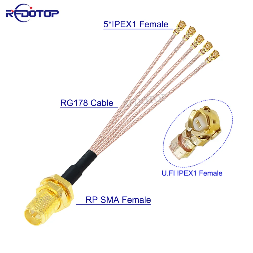 

RG-178 SMA to IPX Splitter RP SMA Female to 5 x U.fl IPEX1 Female1 RG178 Cable WIFI Antenna Extension Jumper Pigtail 10CM-50CM