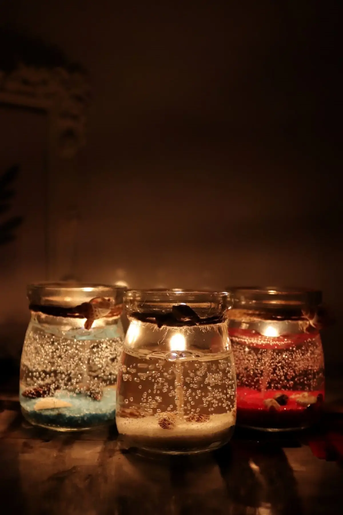 

3 Pieces Decorative Gel Candles With Scented Color Sand 7 cm Size Decorative Candles With Sea Shells Gift Products