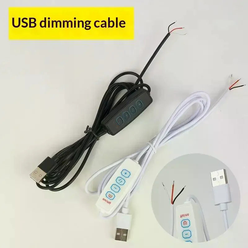 1Pcs 4-Key Controller 2CH USB 5V LED Tricolor Dimming Color Switch Cable Dimmer For Low Voltage LED CCT Bicolor Light