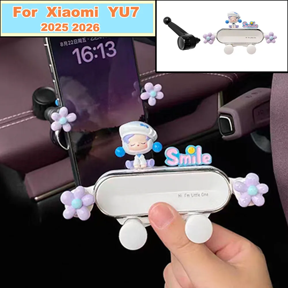 For Xiaomi YU7 2025 2026 Cute Car Phone Holder Cartoon Figure Gravity Navigation Bracket Auto Interior Accessories