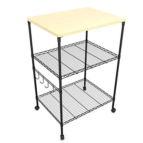 

Three Layer Stainless Steel Wire Heavy-duty Commercial Kitchen Cart Food Storage Room Storage Tool Free Installation