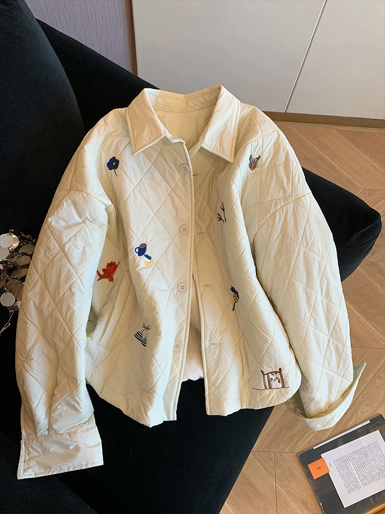 

Retro American Lightweight Cotton Jacket for Men And Women Unique Print Stylish Autumn Winter Fashionable Versatile Coat