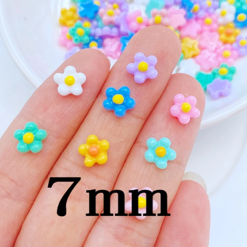 100Pcs New Cute Mini Flower Series Resin Flatback Cabochon Scrapbook Kawaii Embellishments Accessories