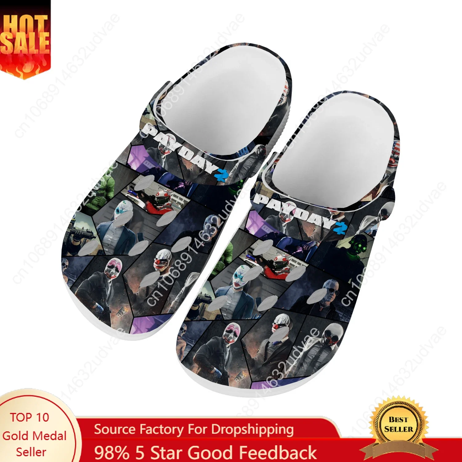 

PAYDAY 2 Water Shoes Mens Womens Comfortable Fashion Home Garden Clogs Customizd Sandals Beach Breathable Hole Slippers