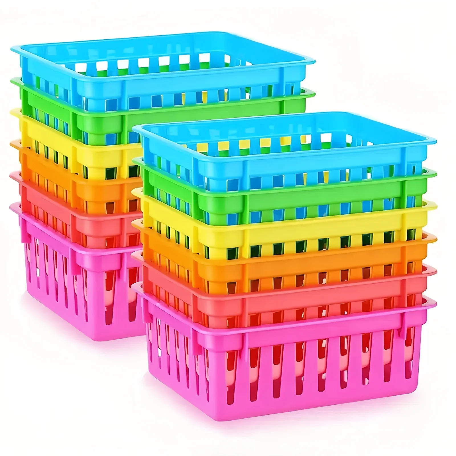 24/12/6 Storage Baskets - Colorful Pack of Storage Baskets, Plastic Storage Baskets, Colorful Shelves and Desk Makeup Organizers