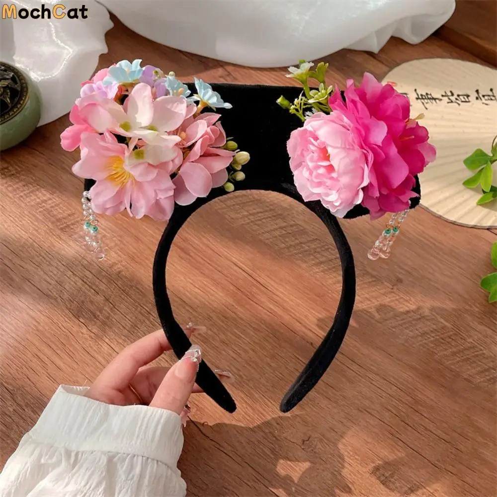 

Tassel Chinese Style Headwear Flower Hanfu Headdress Ancient Style Headband Royal Court Headwear Pearl Hanfu Hair Clip Cosplay