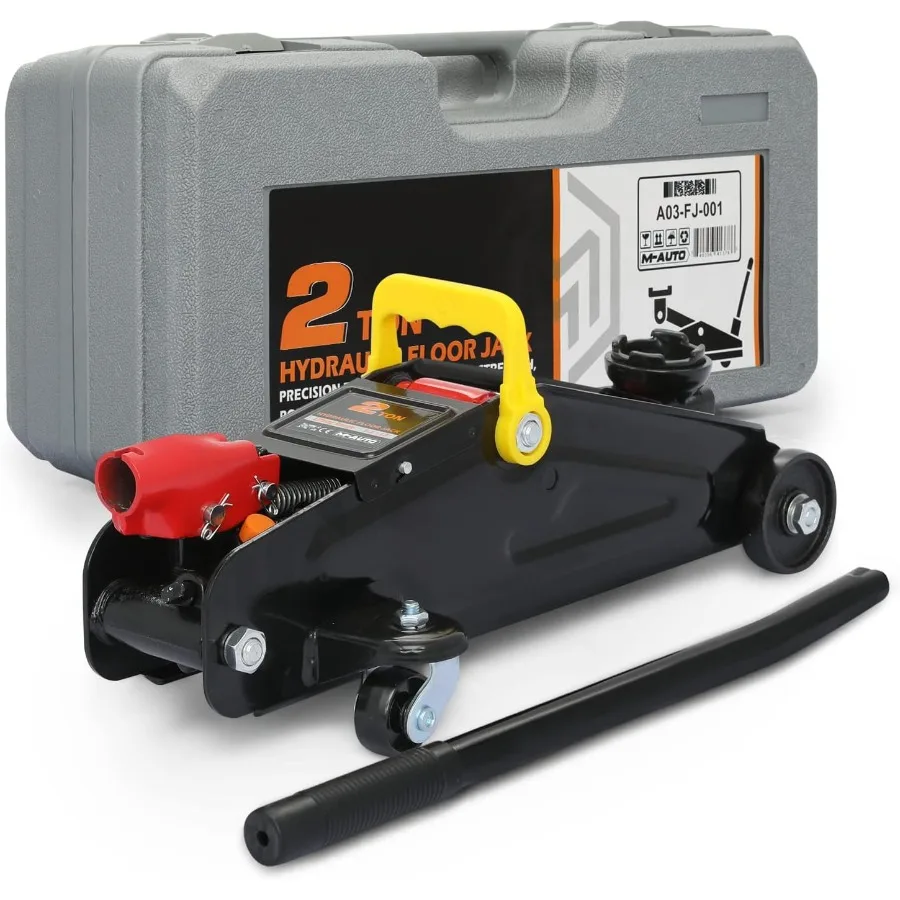 

2-тонный гидравлический напольный домкрат для тележки с футляром для переноски, сверхмощный, вместимость 4000 фунтов, низкопрофильный дизайн, идеально подходит для внедорожников, пикапов
