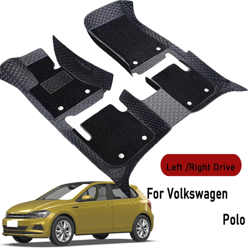 Car Floor Mats for Volkswagen Polo 2006 2007 2008 2009-2024 Customauto Foot Pads Automobile Carpet Cover Interior Accessories