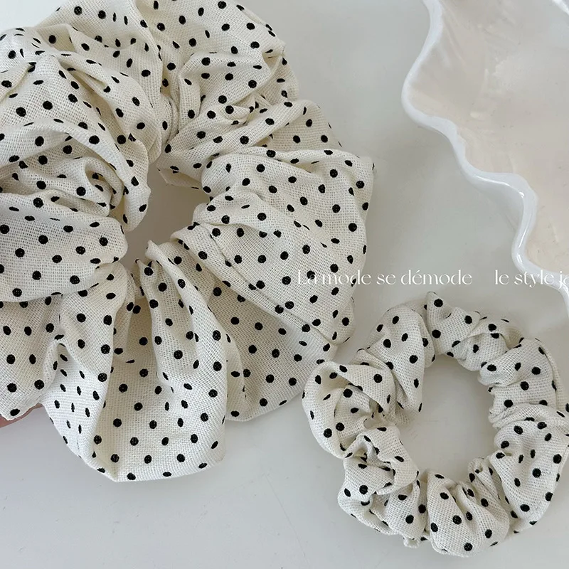 

New Oversize Scrunchies Polka Dot Print Hair Tie Large Size Ponytail Holder Rubber Band Elastic Hair Band Women Hair Accessories