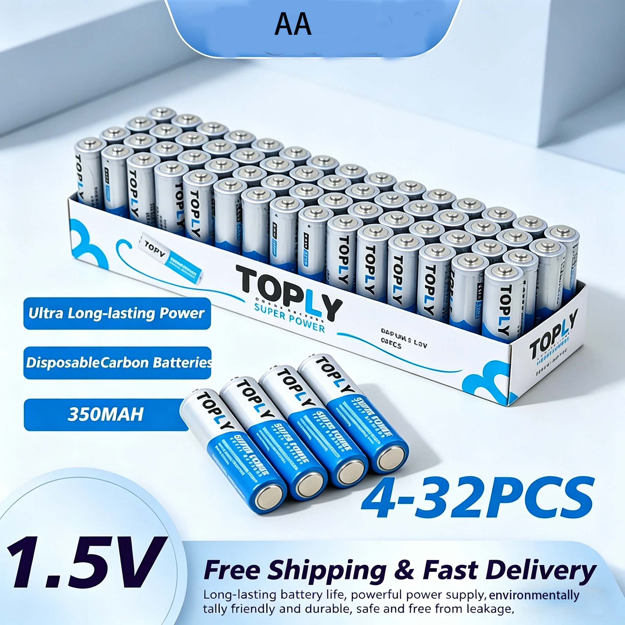AA Battery 1.5VR6P Carbon Zinc Heavy Duty Dry Cell Batteries for Remote Control, Mouse, Clock, Toys, 1.5 Volt Disposable Battery