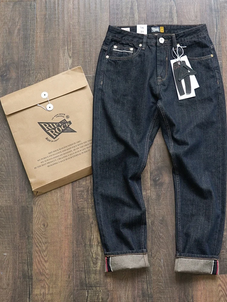 

Мужские джинсы свободного кроя из денима, оригинального цвета, в американском винтажном стиле, прямые, зауженные, длинные брюки для молодежи, модные