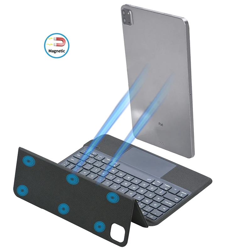 Imagem -03 - Tablet Teclado Magnético Dobrável Ultra Fino Teclado sem Fio Azul Dente Toubar Teclado para Ipad ar 2023 11 Polegada