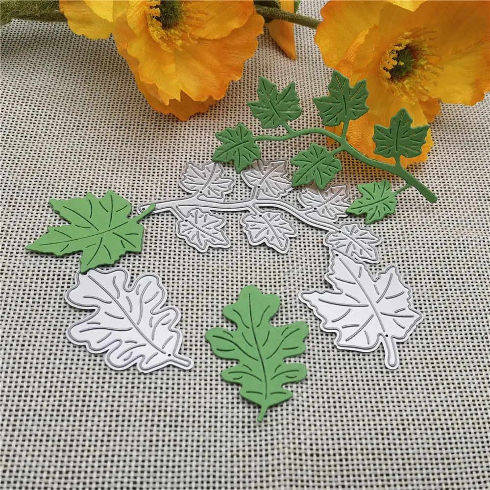 3 Piece Maple Leaf Grape Leaf Deciduous Hand Branch Embossed DIY Album Scrapbook Greeting Card Decoration Metal Cutting Mould