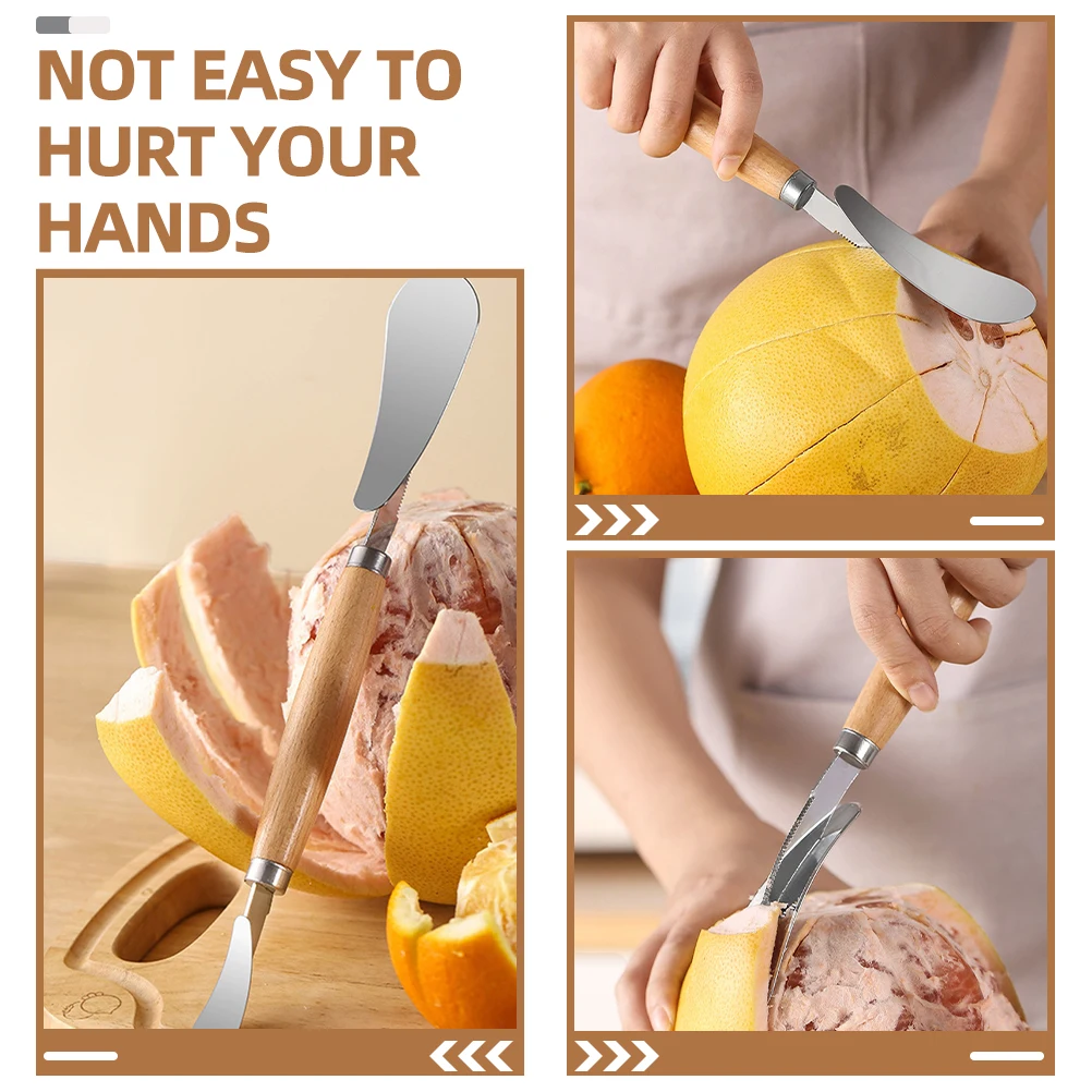 

Orange Peeling Tool Pomelo Opener Kitchen Peelers Lemon Skinner Citrus Fruit Peeler Ergonomic Handle Stainless Steel Wood