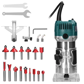 Routeur à bois électrique pour le travail de calcul, machine de coupe, fraisage, gravure, rainurage, bord en métal, 1 jeu