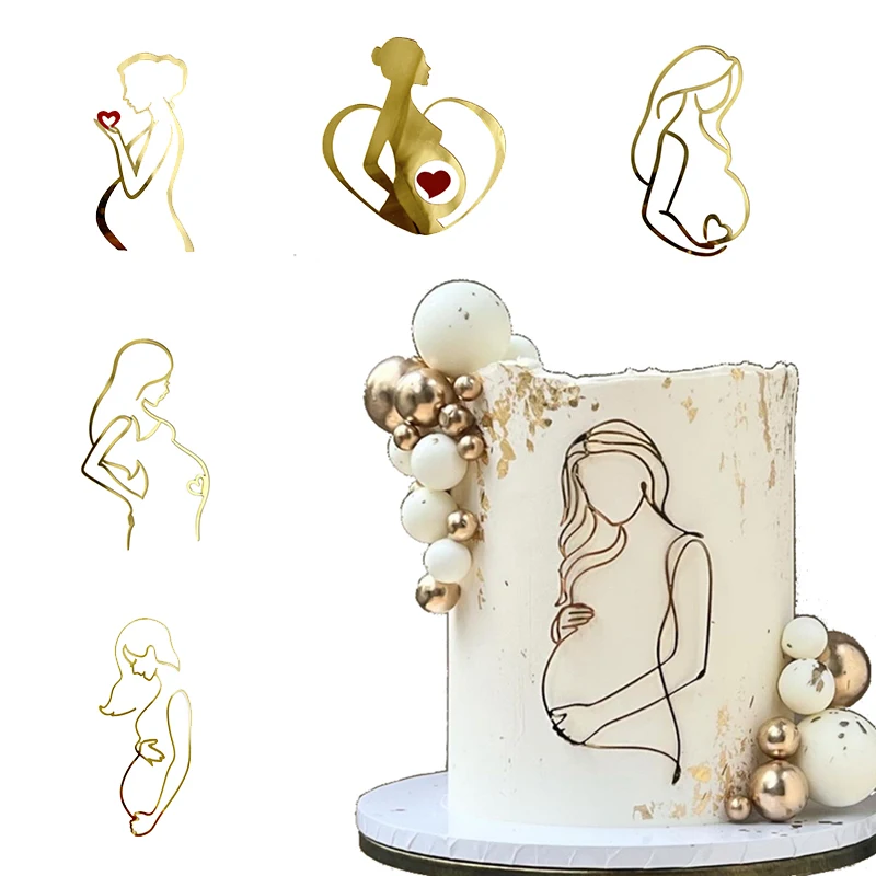 New Pregnant Birthday Wedding Cake Topper Acrylic Mother to be Cake Topper for Expectant Mothers Cake Decorations Party Supplies