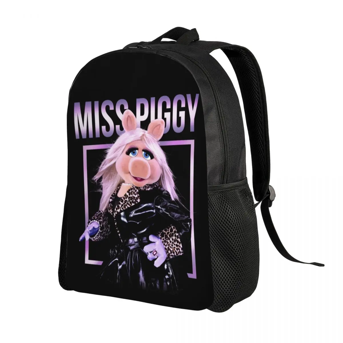 Custom Muppets Miss Piggy Glamourous Laptop Backpack Women Men Basic Bookbag for College School Students Anime Cartoon Bag