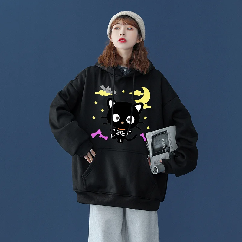 Sanrio Choco Cat Men's and Women's Hoodie Casual Street Clothing Long sleeved Sweatshirt Boys and Girls Autumn Top Coat