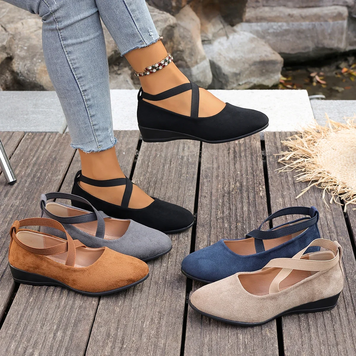 Summer New Comfortable and Elegant Casual Shoes Fashionable Hot Selling Round Headed Sexy Slope Follow-up Shoes for Women's