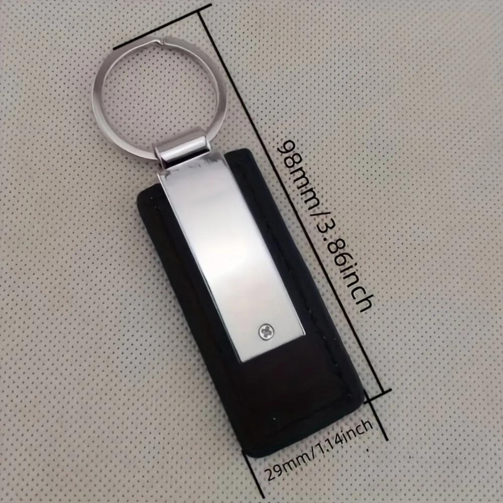 Personalisierter PU-Leder Schlüsselanhänger mit Edelstahl-ID-Tag - Anpassbarer Schlüsselanhänger mit Namen und Telefonnummer als Geschenk für Männer – Detail 4