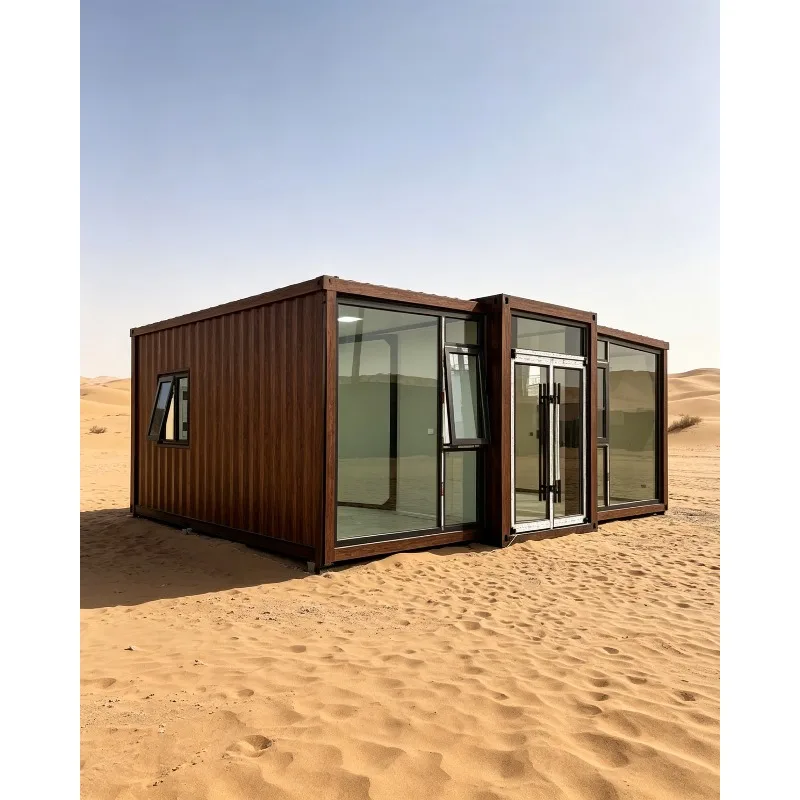 Contenedor Casa Plegable de 20 pies, Casa Expandible con 2 Dormitorios, Villa de Lujo Prefabricada, Cabaña, Anexo, Casa Contenedor Móvil