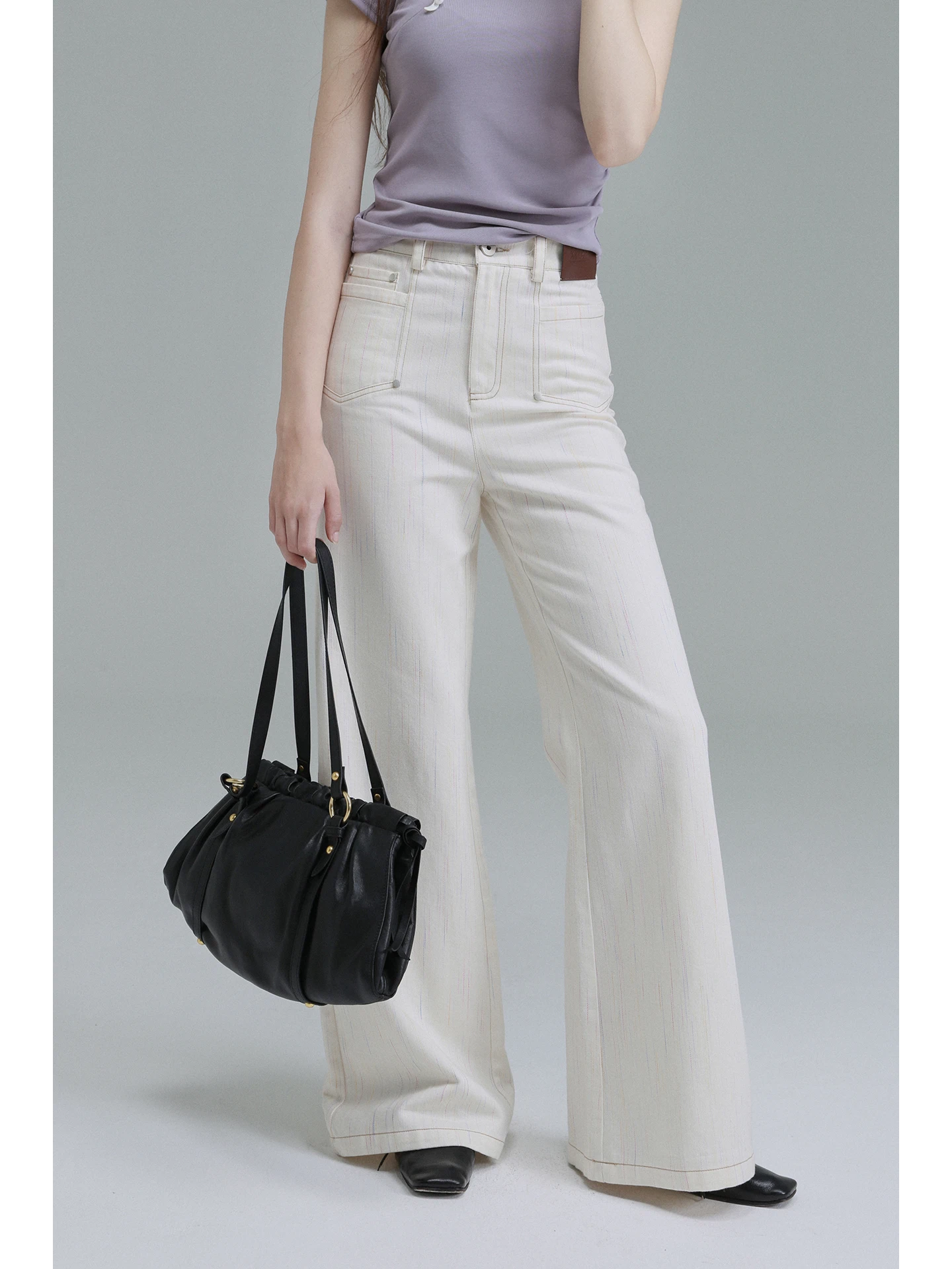 

Original Design Color Blo Texture Jeans Light Beige Supermodel Star Color Bamboo Ultra Model Pants Women's Faion Spring S...