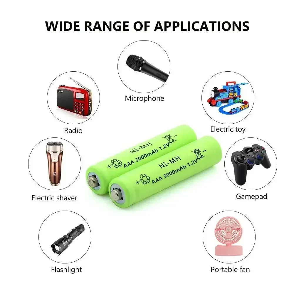 100% New 1.2v NIMH AAA Battery 3000mah Rechargeable Battery Ni-mh Batteries AAA Battery Rechargeable For Remote Control Toy