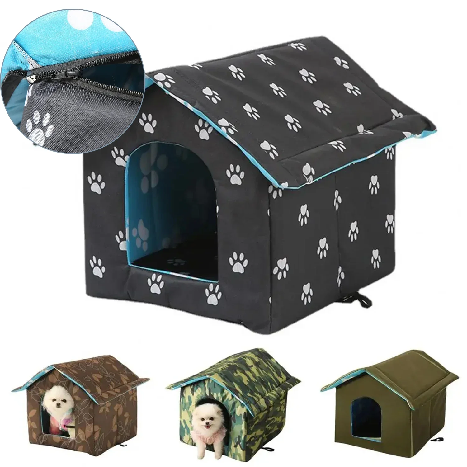 Waterproof Cat Dog House Durable Cat Shelter Tent for Indoor Outdoor Use Foldable Pet House with Zipper Wear Resistant for Cats