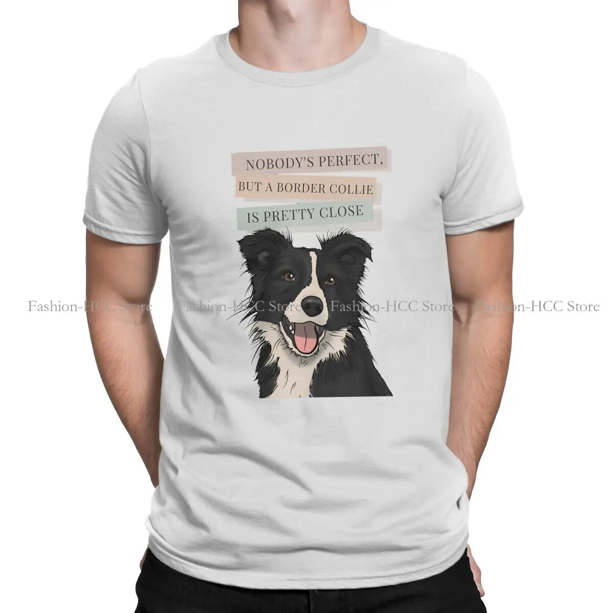 Collie Dog Polyester TShirt for Men Border CUTE Humor Leisure Tee T Shirt Novelty Trendy