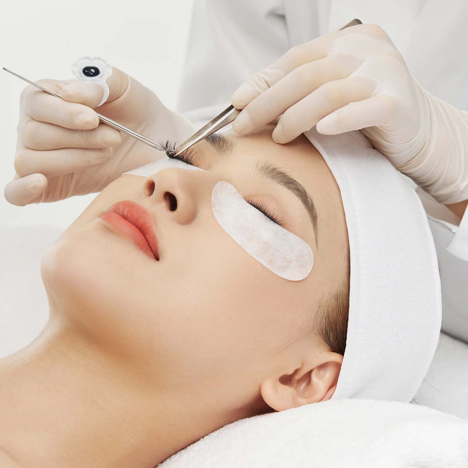 100 قطعة تصميم زهرة رمش الغراء الدائري عالية الجودة لاش تمديد حامل لصالون تجميل المهنية و DIY بها بنفسك استخدام كوب الحبر #6