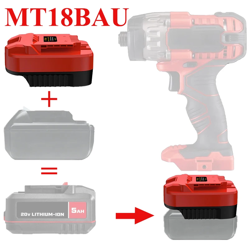MT18BAU Converter for Bauer 20v Tools, Adapter for Makita 18v Li-ion Battery Convert To for Bauer 20v Li-ion Battery Power Drill