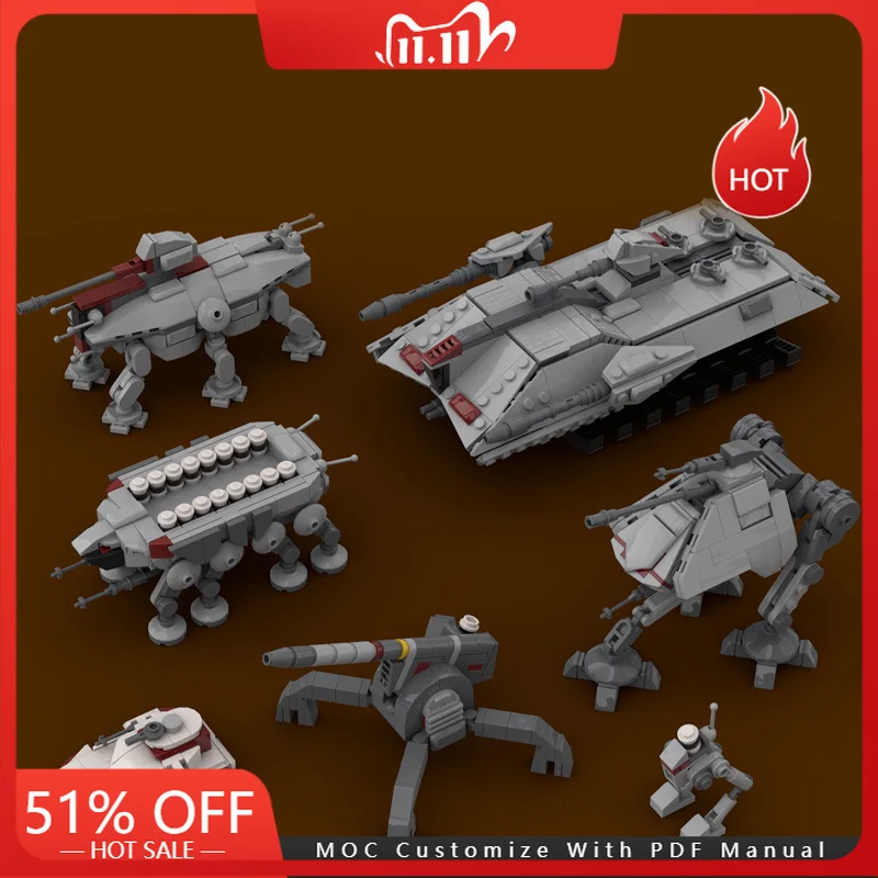 

1437 PCS MOC Star Battle Land Combat Equipment Model Building Blocks Set Creative Assembly Display Toys Children Christmas Gifts