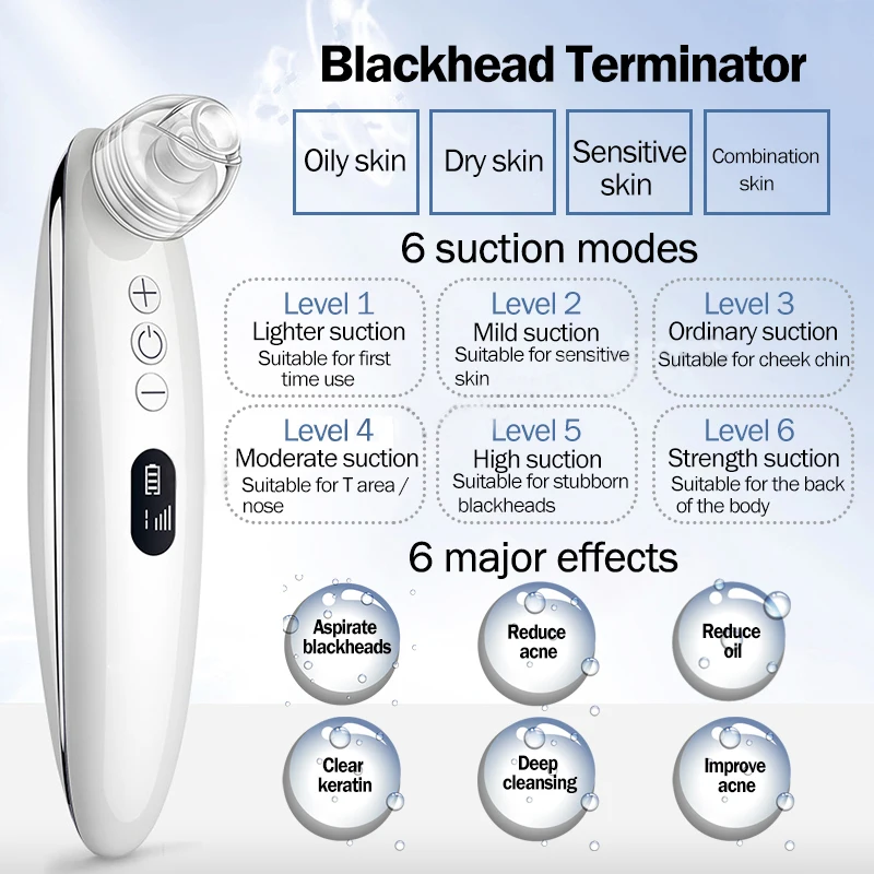 Electric Suction Blackheads Deep Cleansing Pore Cleaner Black Head Removal Rechargeable Strong Vacuum Suction Blackhead Remover