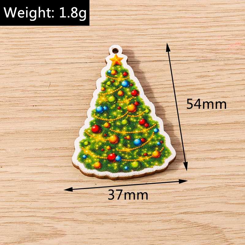 Tusember 10 Stück Weihnachtsanhänger aus Holz, Weihnachtsbaum, Weihnachtsmann, Zwerg, Schneemann, Anhänger für Schmuckherstellung, Ohrringe, Halsketten, DIY – Detail 17