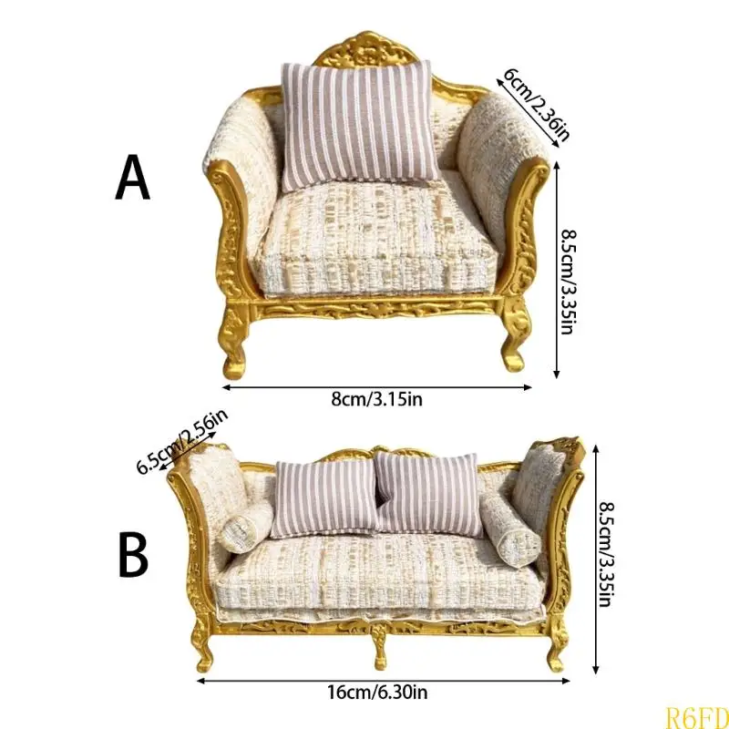 ドールハウス二人掛けシングルソファ手作り木製ミニチュア装飾 DIY おもちゃハウスアクセサリー