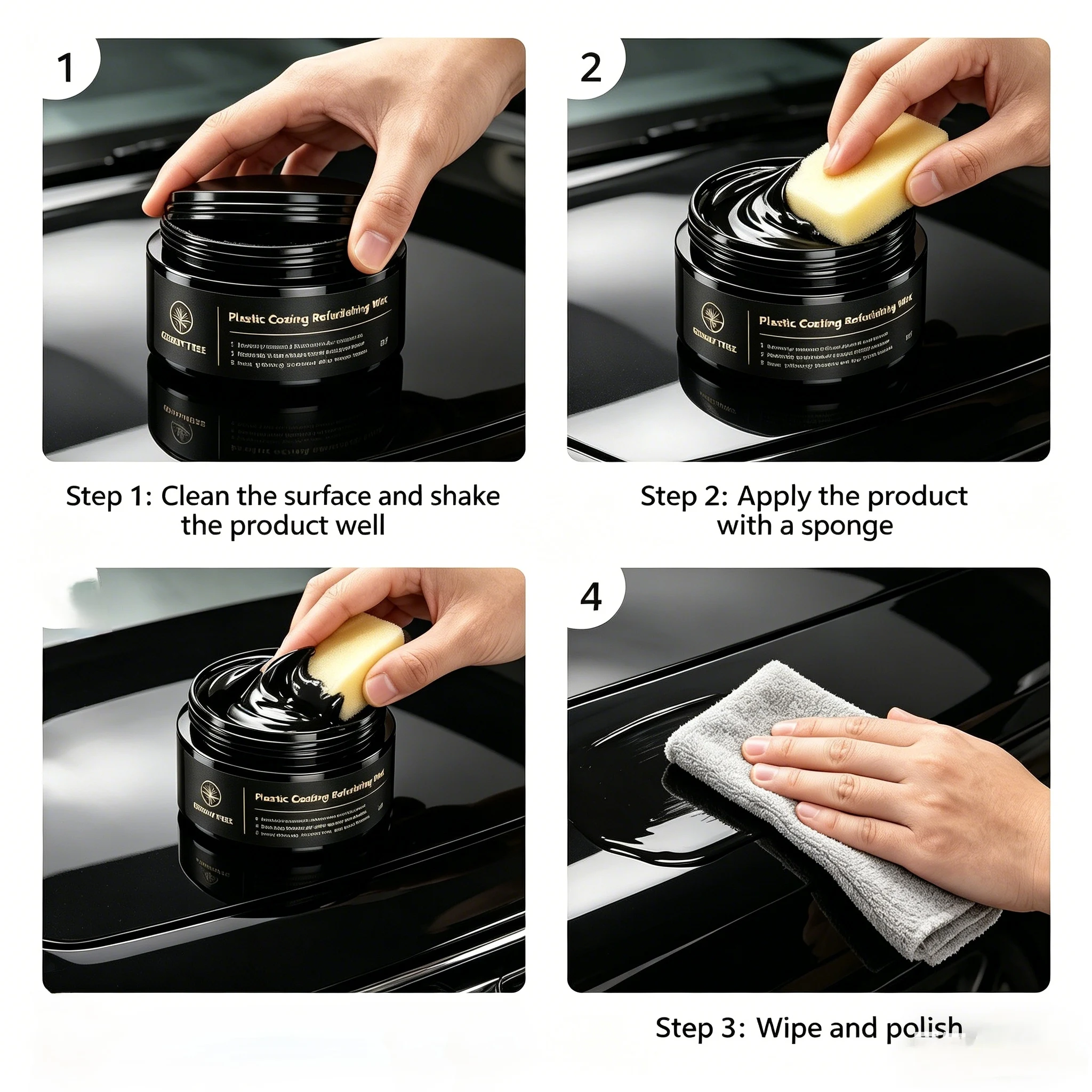 GREEDY TREE 70g Plastic Coating Refurbishing Wax Instant Black Restore Scratch Remover Anti-Yellowing Car Plastic Care